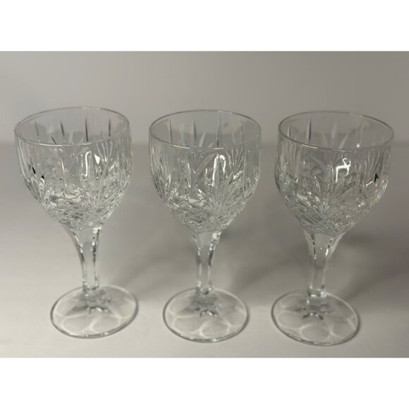 VTG Set of 3 Imperial Estate 24% Lead Crystal Clear MCM Wine Goblets Glasses - Picture 3 of 5